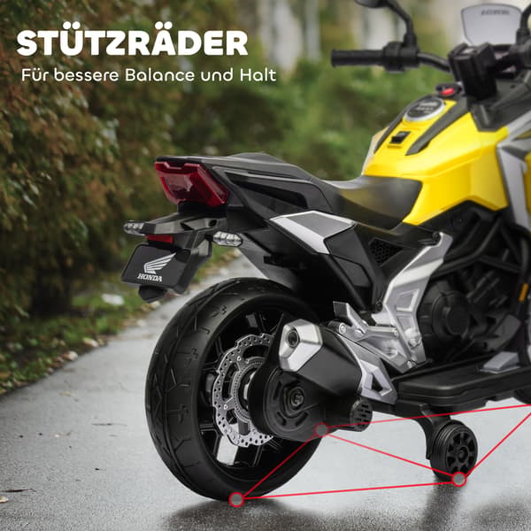 Elektrisk barnmotorcykel, 107x46x75 cm, Gul, Plast