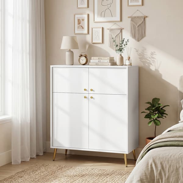 Skænk 105,4x40,5x122,4 cm cremehvid/guld