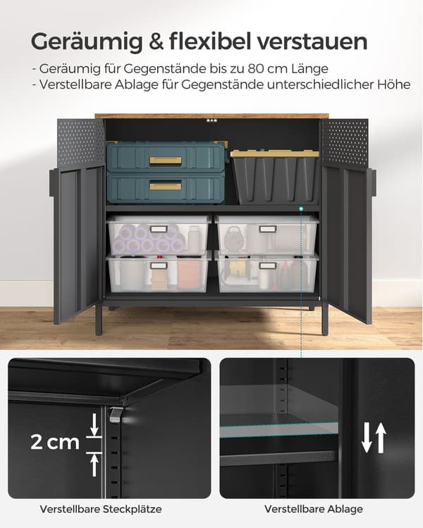 Opbevaringsskab, 80x40x76 cm, Sort, Brun