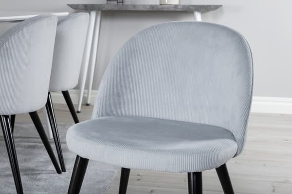 Spisebord og stole sæt 180 cm hvid lys grå