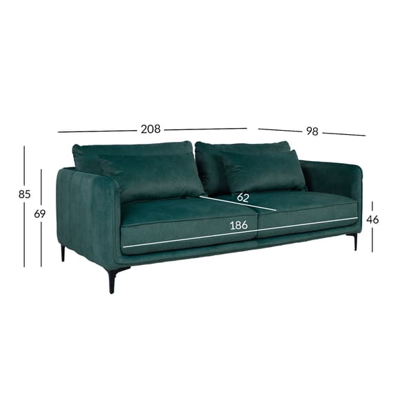 Sofa Bianka 208x98x85 cm grøn stof