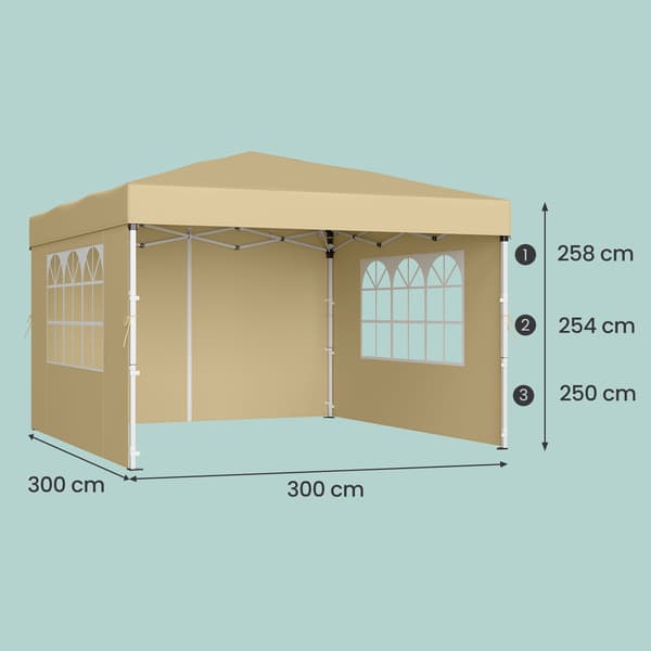 Pavillon 3x3x2,6 m Beige bærbar