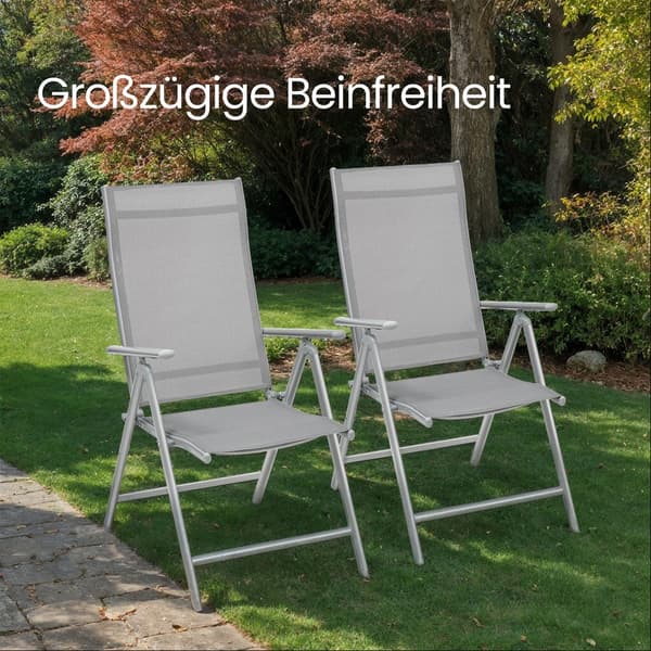 Trädgårdsstolset Hopfällbara Stolar 56x70x106 cm Grå Aluminium