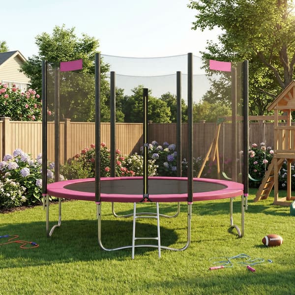Trampolin 305x256 cm Rosa Stål