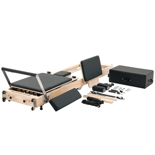 Pilates Reformer, 238x68x57 cm, Trä, Fällbar, Hemmagymutrustning