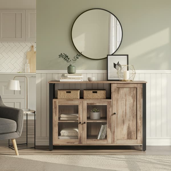 Skænk 110x33x75 cm Brun Sort træ stål