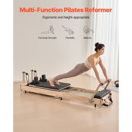 Pilates Reformer, 238x68x57 cm, Trä, Fällbar, Hemmagymutrustning