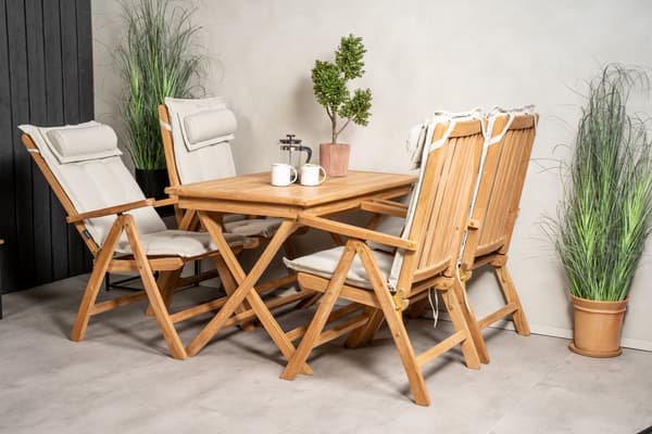 Spisebord og foldestole sæt 120x70x75 cm teak
