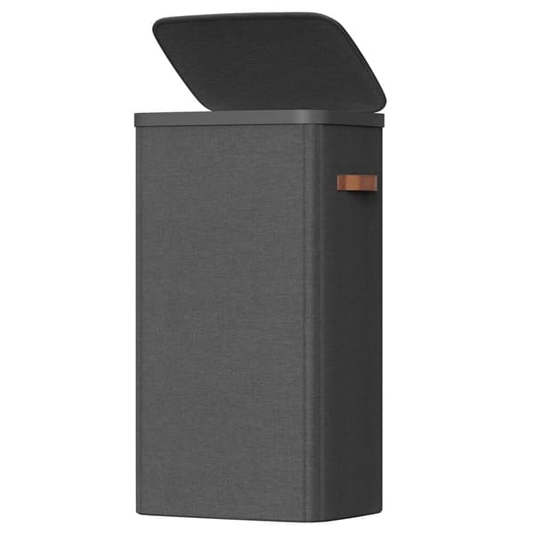 Tvättkorg 56x40x75 cm Svart Polyester Tyg