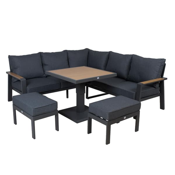 Havemøbelsæt Parker 85x85x52-75 cm Grå Aluminium