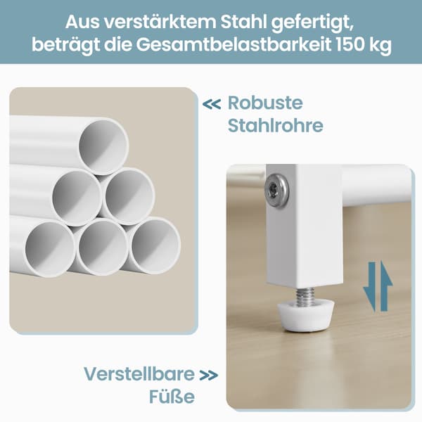 Klesstativ 45x115,8x172,8 cm Hvit Stål