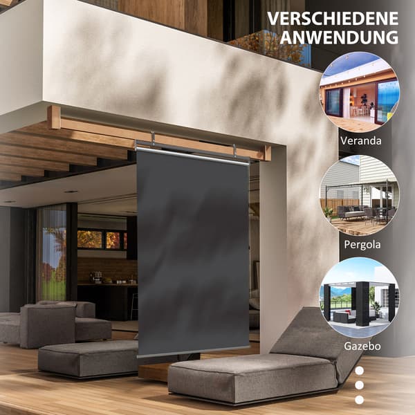 Vertikalmarkis, 124x222 cm, Mörkgrå