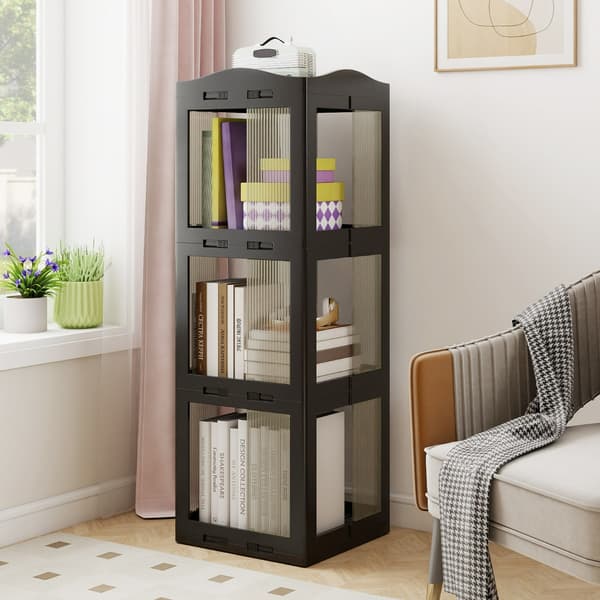 Bogreol, 36.5x36x108 cm, Sort, Sammenklappelig Opbevaring , Star