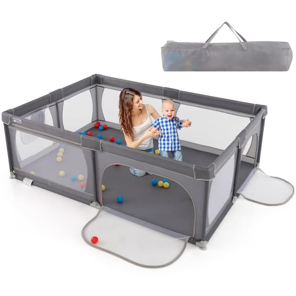 Babylegeindhegning med 50 bolde 206x147x68,5 cm mørkegrå