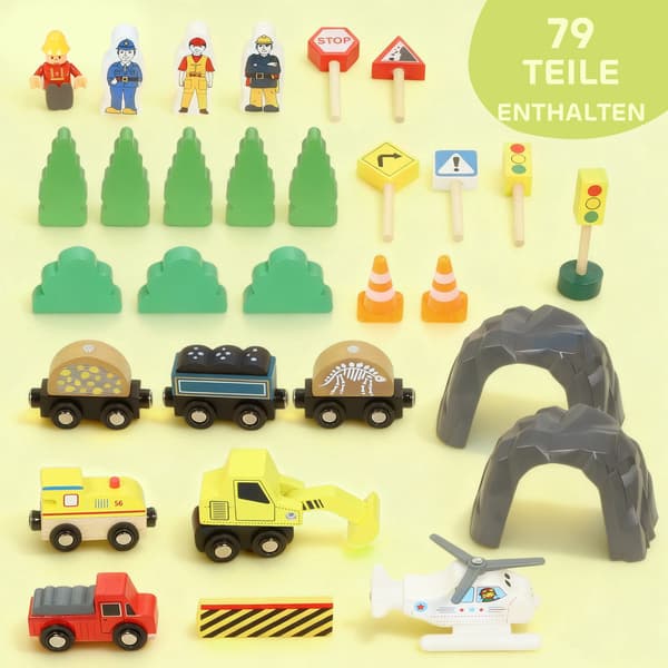 Trætogssæt 79 dele 99x30,5x41 cm multifarvet