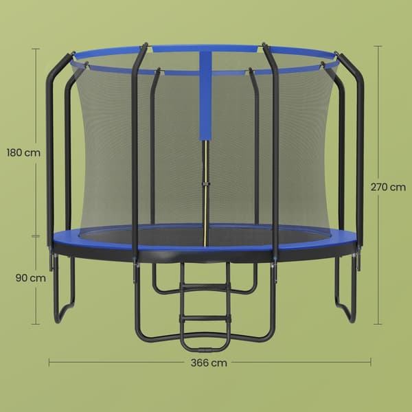 Trampolin 366x270 cm Sort-Blå, stålramme