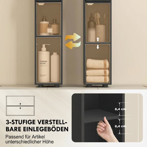 Badeværelsesskab 20x20x180 cm sort