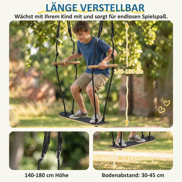 Skateboard Swing 79x40x180 cm Sort Træ