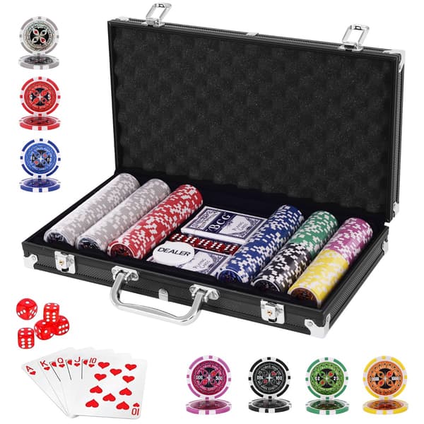 Pokerin pelimerkkisetti 300 kpl musta