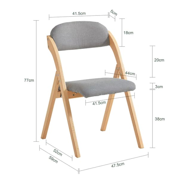 Sammenklappelige spisebordsstole, 47,5x59x77 cm, lysegrå, træ