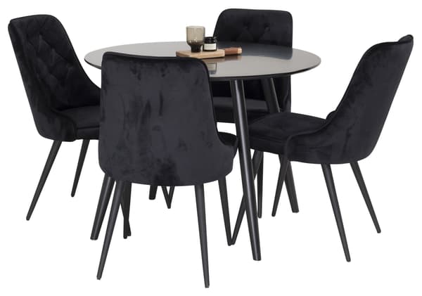 Spisebord og stol sæt Plaza 100x75 cm Sort