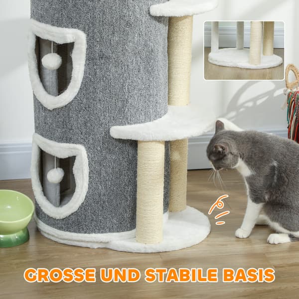 Kattelegetårn 101 cm 3 niveauer 3 sovehuler 50x36x101 cm grå