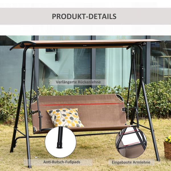 Hammockgunga för veranda, 172x110x155 cm, Brun