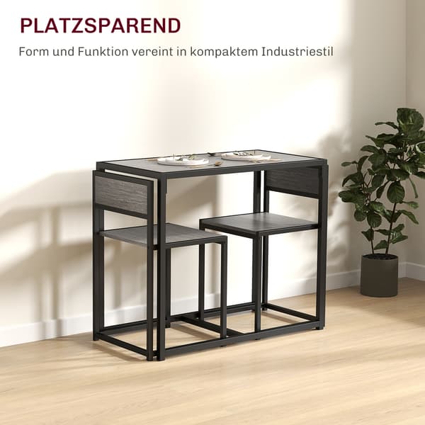 Barbord Set 90x47x76 cm Grå Metall