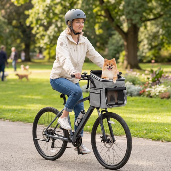 Hundcykelkorg 33x26x35 cm Ljusgrå Polyester