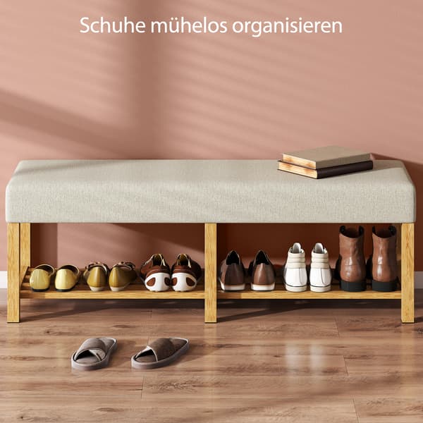 Skobænk 140x44x48 cm Beige Træ