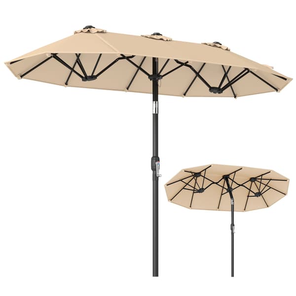 Terrasseparasol 305x161x219 cm Beige polyesterstof