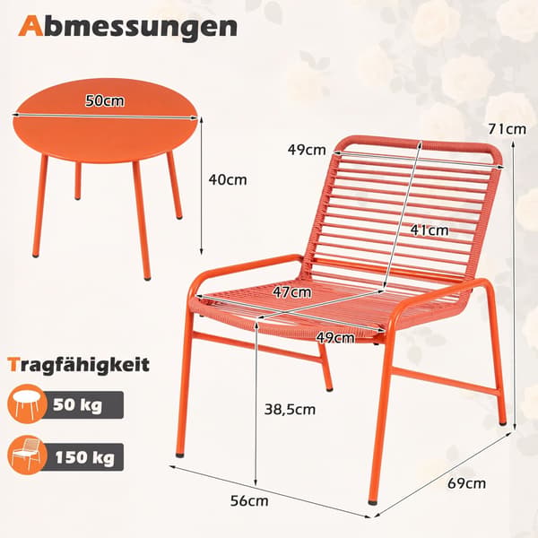 Havemøbelsæt 3 dele orange