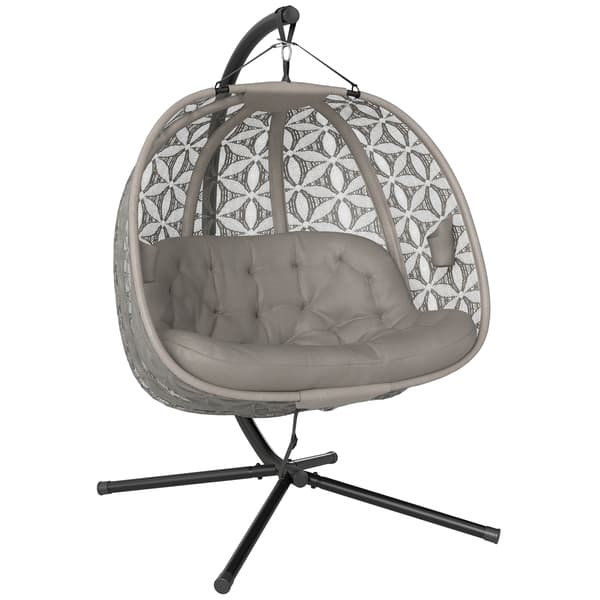 Hängstol med stativ 126x126x176 cm Sand Fällbar Polyester