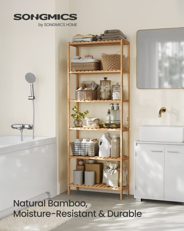 Bambukäyttöhylly, 6-tasoa, 60 x 26,2 x 160,9 cm, bambu