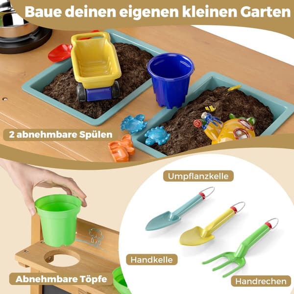 Mud Kitchen, 79x32x95 cm, Natur, Træ