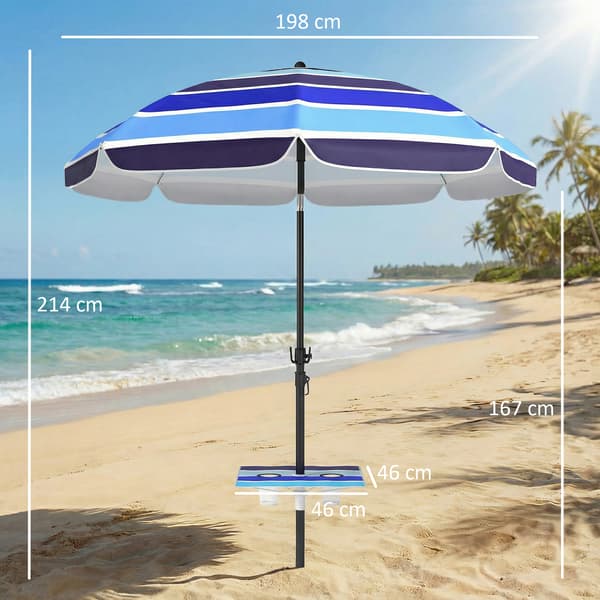 Strandparasol 198x214 cm Multifarvet Foldbart Bord