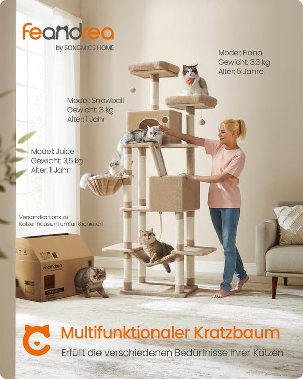 Kattträd 59x48,5x203,5 cm Tan Spånskiva