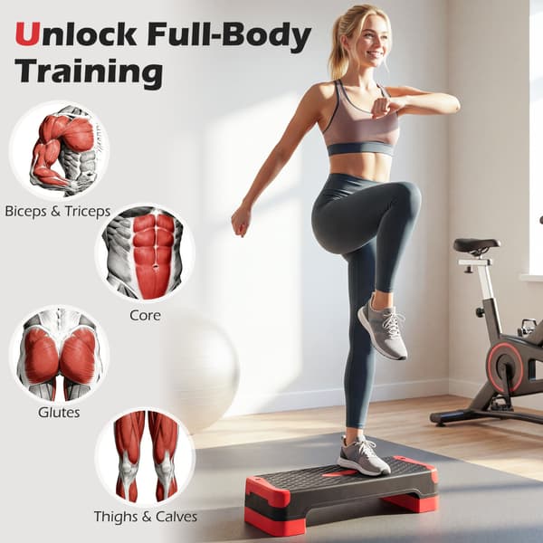 Aerobic Step Platform Sæt 3-i-1 27x11x4-7,5 in rød/sort