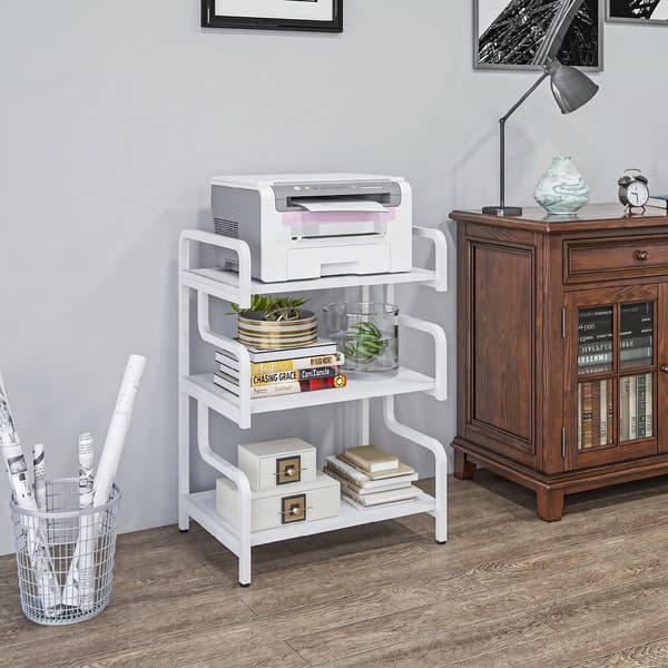 Printerstander med 3 hylder 55x40x77 cm hvid