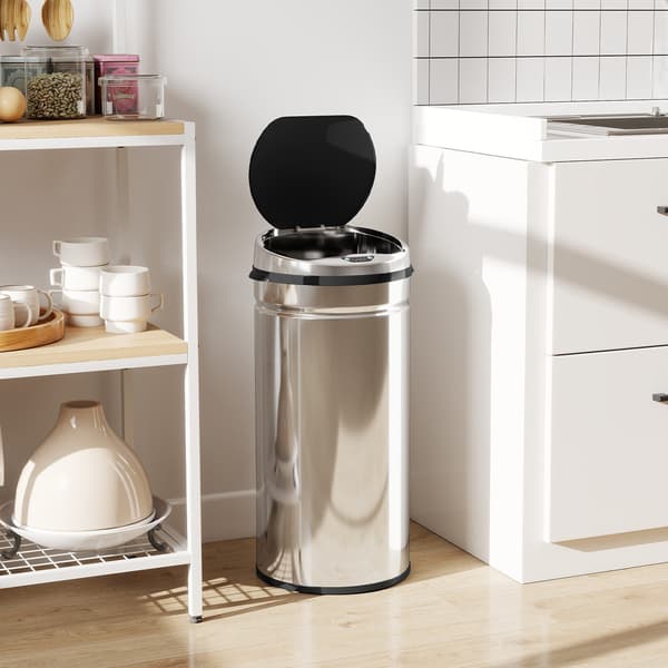 Sensor affaldsspand 42 L Ø30,5x68 cm sølv/sort