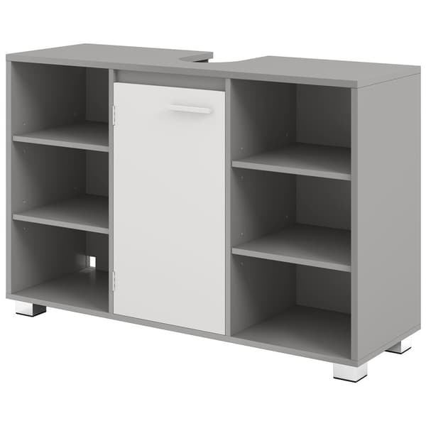 Baderomskap 30x90x60 cm Grå-Hvitt Tre