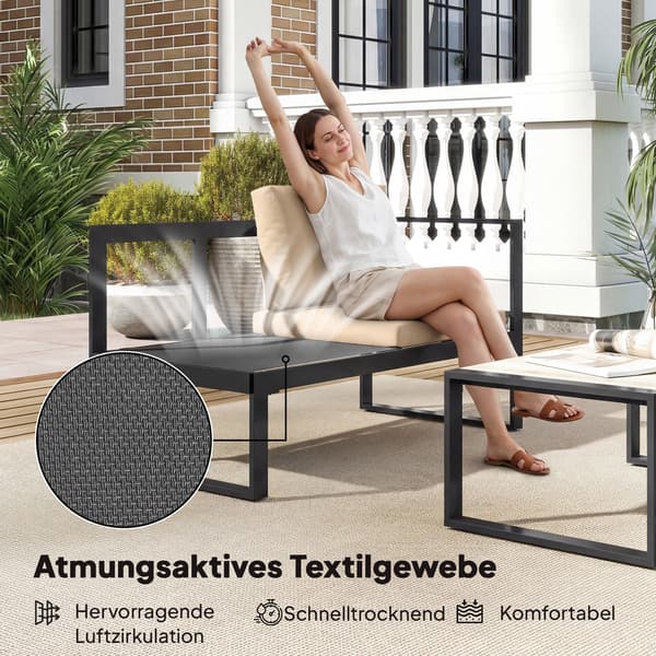 Havemøbelsæt 4-delt sofasæt 247x152x65 cm Khaki Stål