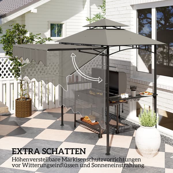 Grillipaviljonki 242x149x248 cm Harmaa Metalli