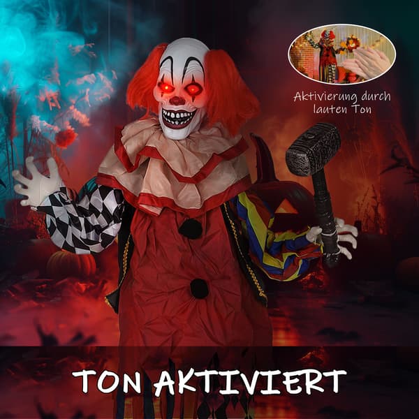 Halloween Animatronic Klovn 173 cm multicolor