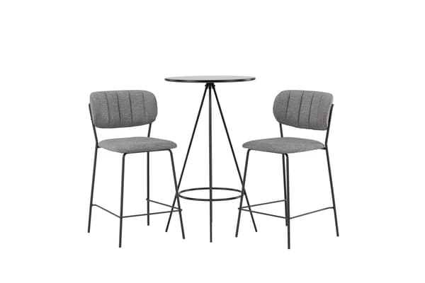 Barbord og barstol sæt 60 cm sort stof