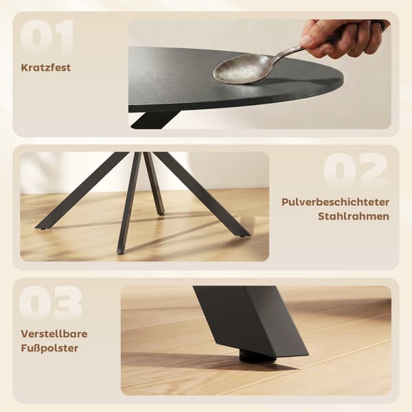 Spisebord, 120x75 cm, Sort, Stål
