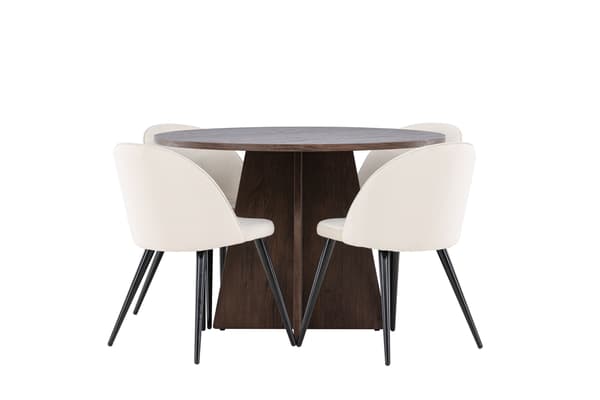 Spisebordsæt Bootcut 110 cm Mocha Fløjl Beige MDF