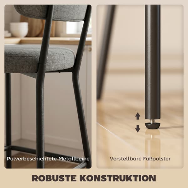 Barstolset, 49x53x93 cm, Grå, Klädd