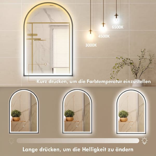 LED badeværelsesspejl 60x90 cm sort