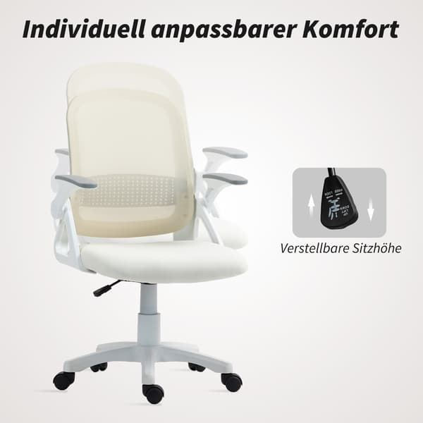 Kontorstol Mesh 57,5x60x91-101 cm Hvid
